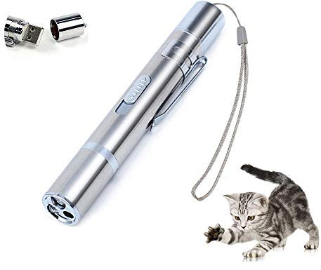 jiuhao Cat Pointer Light Toy,Cat Toys for Indoor Cats 7 in 1 Function Kitten Red USB Rechargeable LED Cat Pen Interactive Cat Toy Wand,Pet Scratching,Practice Chase,Training Tool