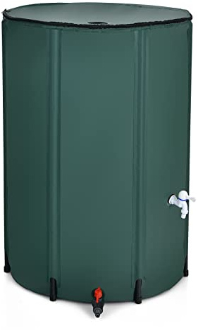 Goplus 100 Gallon Collapsible Rain Barrel, Portable Rain Barrels to Collect Rainwater from Gutter, Rainwater Collection System, Water Storage Tank Catcher Container with Filter Spigot Overflow Kit