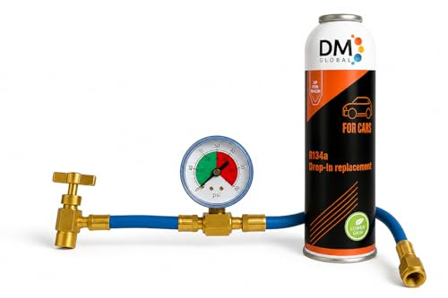 Frigostar Air Con Top Up Recharge Regas Kit für Autos R134a, Kohlenstoff