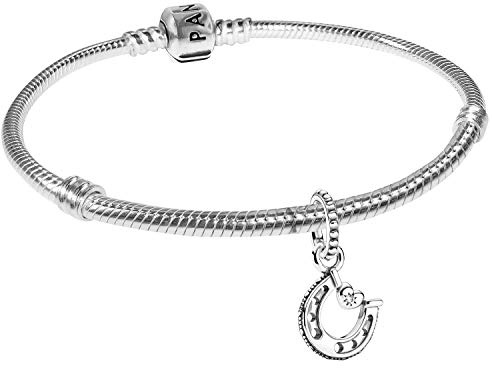 PANDORA Armband Starter-Set Hufeisen 925 Sterlingsilber 39720 | Bundle zauberhafter Silberschmuck für Damen, elegante Geschenkidee mit Charm für modische Frauen