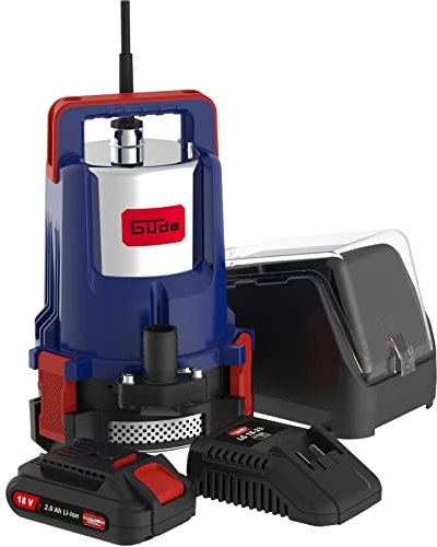 Güde 58568 Akku Klarwassertauchpumpe KTP 18-201-23, 2000 l/h, 2,0 Ah, 7 m Förderhöe