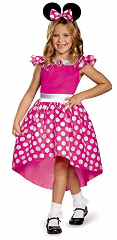 Disney Official Classic Pink Minnie Mouse Costume Kids, Minnie Mouse Dress Up Outfit Skirt Girls Fancy Dress, World Book Day Costumes for Girls