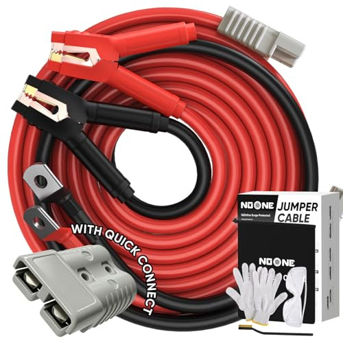 NOONE 2/0 Gauge 30FT Heavy Duty Jumper Cables for Car Battery, 1500A Quick Connect Automotive Booster Cables for SUVs & Trucks, Includes Carry Bag, Gloves, Brush & Goggles