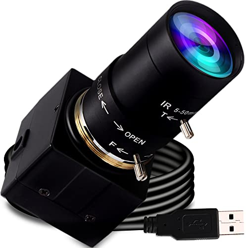 G Cámara varifocal USB 10X, zoom óptico de 5 a 50 mm, lente Varifocus, 2 MP con OV2710, enfoque ajustable Webcam 1080 @ 30 fps para Windows, Linux, Mac