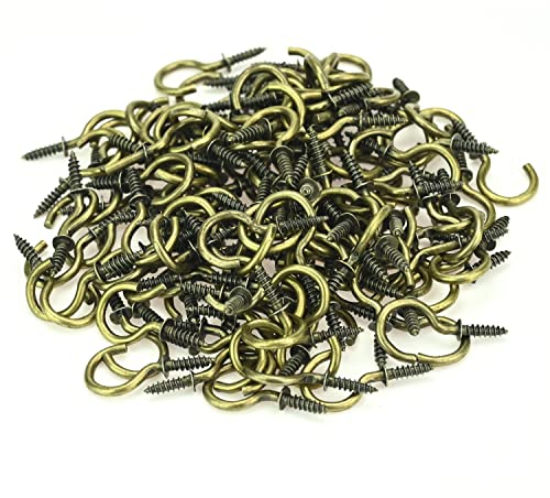 HELIFOUNER 120 Stück 3/4 Zoll Cup Schraubhaken Schraubhaken Deckenhaken Selbstschneidende Schrauben Haken Aufhängehaken Schraubhaken Bronze