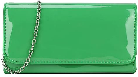 fi9® Clutch-Handtasche für Damen, einfarbig, für Hochzeit, Party, Abschlussball, Abend, grün, medium
