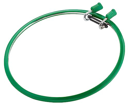 OLYCRAFT 22cm Metall Kreuzstich Rahmen Grüner Rahmen Rund Stickrahmen Großer Metall Stickrahmen Mit Federspannung Kreuzstichrahmen Stickrahmen Für Stickerei Und Kreuzstich - Innendurchmesser 20cm