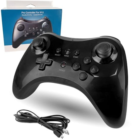 RANJIMA Wii u pro Controller, Wii Controller Schwarz, Kompatibel für Wii u Controller Wireless Classic Gaming Controller Joypad Fernbedienung für Wii U Gamepad Konsole, Geburtstagsgeschenk Erwachsene