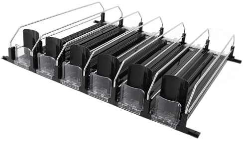 Organizador de Latas de Refresco para Nevera, Dispensador de Latas de ABS, Organizador de Bebidas con Riel de 6 Filas, Dispensador de Latas de Refresco Estable para Bebidas de Cerveza,(Negro)