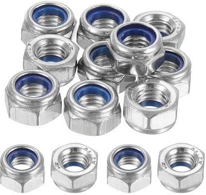 QUARKZMAN 10pcs Gauche Serrure Écrous M8x1,25mm 304 Inox Acier Argent | Filetage Hex Nylon Insert Verrouillage Écrou pour Assemblage et Fermeture