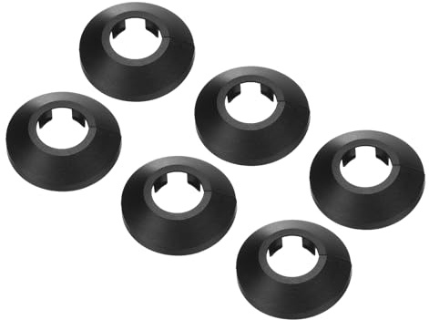 PATIKIL Cubierta de Tubería de Agua para Decoración Ajuste 0.98/25mm, 6 Piezas Brida de Tubería de Agua de Plástico PP Placa de Escudo Collar, Negro
