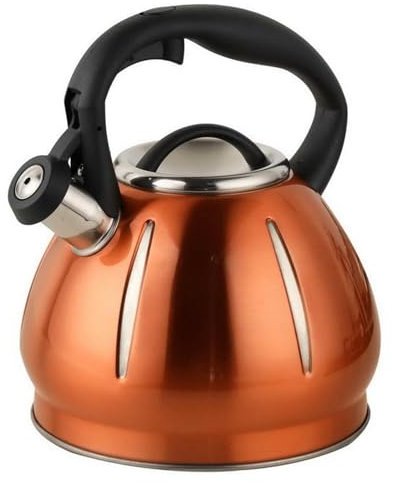 Bouilloire sifflante en acier inoxydable 304 en forme de citrouille - Antirouille et anti-chaleur - Convient à toutes les sources de chaleur - Orange - 3 l