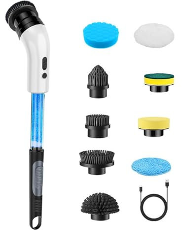 Brosse De Nettoyage Électrique – Nettoyage De Salle De Bain Avec Autolaveuse Sans Fil, Brosses De Nettoyage Pour Autolaveuse Électrique Sans Fil | Chargement Sans Fil, Haute Puissance, Nettoyeur De Tê