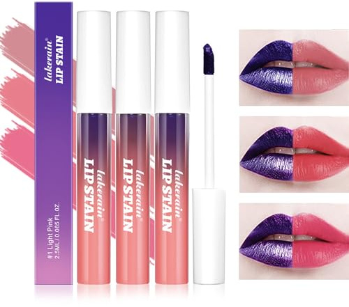 Mrettick Peel Off Lip Stain 3 colori Matte Tattoo Peel Off Lip Liner Set Lucidalabbra nudo impermeabile di lunga durata Tatuaggio altamente pigmentato Lip Tint Stain (#1, M)