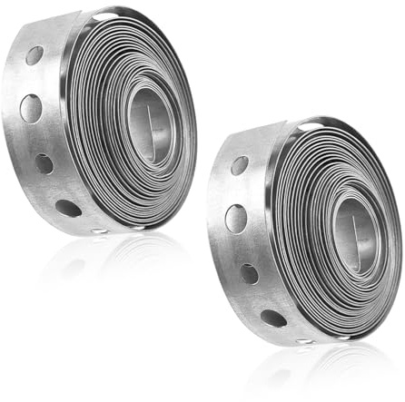 Lot de 2 rouleaux de bandes en acier galvanisé de 6 m x 17 mm pour clôture, sangles de fixation en métal avec trous pour fixer solidement les tuyaux
