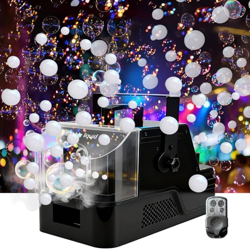NebelMaschine, Fog Bubble Machine, Seifenblasenmaschine mit 7 Farbe LED Licht & Fernbedienung, zur Seifenblasen, Rauchblasen oder Rauch, für Halloween, Hochzeiten, Partys & Weihnachten