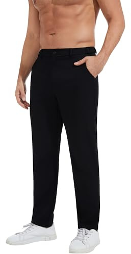 YAOBAOLE Pantalon Costume Homme Extensible Taille Élastique Coupe Slim Pantalon Classique Homme Ville Business Noir M