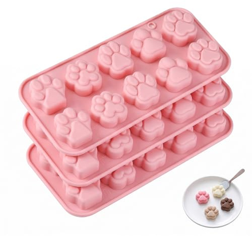 ITCGOB 3er Set Katzenpfote Silikon Schokoladenform, 10-fache Backform für Pralinen, Gummibärchen & Süßigkeiten, BPA-frei, flexibel zum Backen und Basteln
