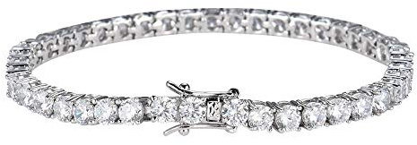 Gold Gala Bracciale Tennis Uomo Donna in Argento 925 Rodiato con Zirconi a Taglio Diamante da 5 mm