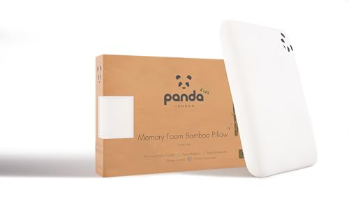 Panda – Barnens minnesskum bambu kudde med bambuskydd, ålder 4+ | Medium fast & mjuk | ortopediskt huvud, ryggrad och nackstöd medan du sover | allergivänlig | 53 x 38 x 10 cm
