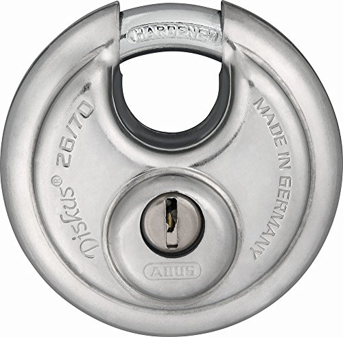 ABUS 82337 26WY/70 m. 4 Schl. Diskus-Hangschloss | Gehärteter Stahlbügel, anbohr- und ziehgeschützter Zylinder, 360° Aufbruchschutz, ideal für LKW & Kellertüren