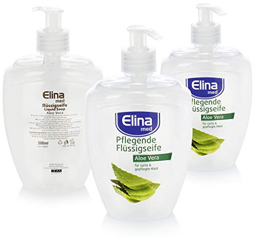 3x pflegende Flüssigseife Aloe Vera im Pump-Spender - Creme Handseife für Sauberkeit und Hygiene - Sanfte Hautreinigung - 500 ml je Spender