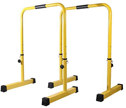 JDKC- Klimmzugstange Dip Stands Bars, Pull Up Dip Station Bars, Fitness Workout Station Indoor Home Gym Verwendung Power Rack (Color : Yellow)
