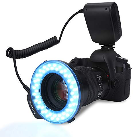 Bague LCD DSLR Light Portable LED Ring Flash avec 7 modes de luminosité, filtres de lumière DSLR Flash Adaptateur Photographie pour les amateurs de photographie
