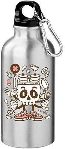 Cooking Skull Gas Stovetop Home Cook Graphic Tourist Water Bottle