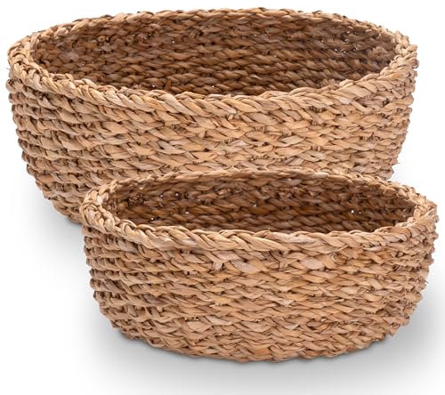 Decorasian Schalen geflochten aus Seegras - Deko Körbchen runde Aufbewahrung Set D30cm + D25cm