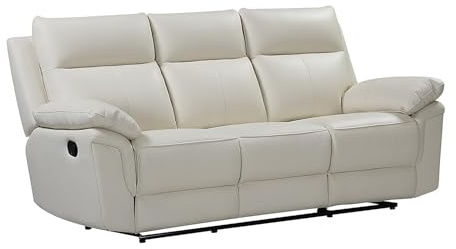 Vente-unique - Relaxsofa 3-Sitzer - Büffelleder - Elfenbein - PAKITA