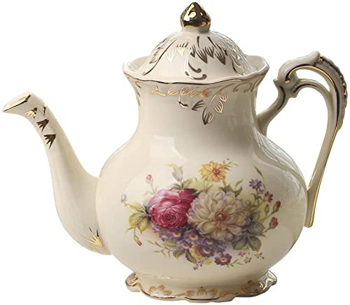 Jiotouhu Floraison arbustes D'Ivoire Floral Vintage Pot à thé en céramique, Théière, 822,1 Gram