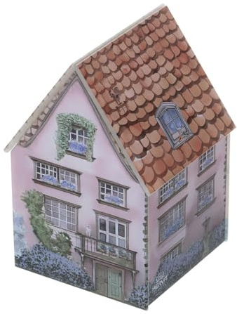 Hervit Contenitore in Vetro Cottage con Coperchio e Scatola Regalo - Diversi Colori - Casetta, Contenitori, Arredo, Decorazioni Casa, Vaso in Vetro, Regalo - 9x9x13cm