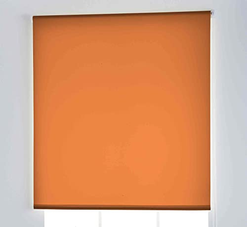 Light Translucent Smooth Roller Blind for Windows, Indoors, Folding, Kitchen, Blinds and Doors (110 x 230 cm, Orange)