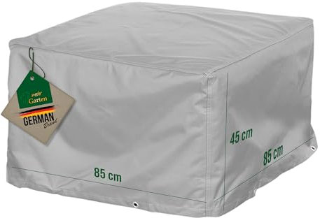 Mehr Garten Premium Protect Abdeckung Loungetisch 85x85x45 cm, hellgrau, atmungsaktives 2-lagiges Polyestergewebe, Schutzhülle für Gartentisch wasserdicht und UV-beständig