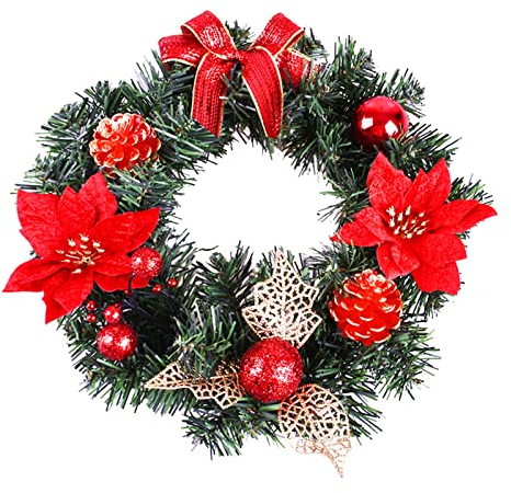 Corona de Navidad,Osuter Corona Navidad Puerta 30cm Guirnalda Navideña Artificial Corona de Puerta de Navidad Adviento Guirnalda Decoración para Decorar la Navidad Paredes Puertas Ventanas