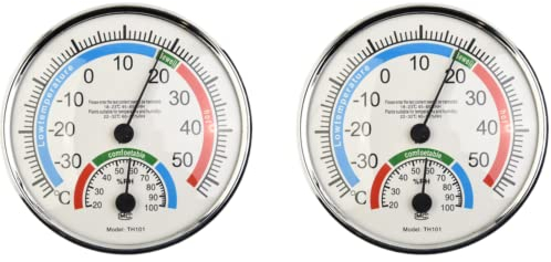 RANRAO Thermometer, Hygrometer, Thermometer, analog, Luftfeuchtigkeit, Raumklimaregulierung, Innenwand-Thermometer für Monitor, normale Wetterbedingungen im Innen- und Außenbereich, 2 Stück