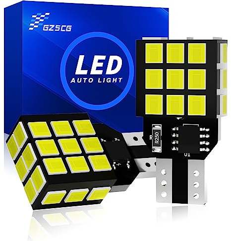 GZ5CG W16W LED Bulbs 12V White T15 Reverse Backup Lights 1600LM 6500K Canbus Error Free (Pack of 2)