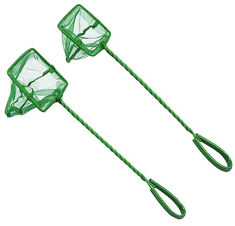 UUYYEO 2 Pcs Small Aquarium Fish Nets Large Fish Tank Nets Fish Catch Nets Fish Pond Nets with Plastic Handle Aquarium Maintenance Supplies