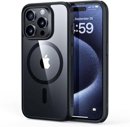 ESR Cover MagSafe per iPhone 15 Pro, Anti-ingiallimento, Nero Trasparente | Anti-ingiallimento, Ultra sottile, Protezione caduta 3X militare, Custodia magnetica per telefono, Assorbimento degli urti