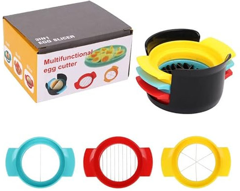 FIYSON Eierschneider, 3 in 1 Eierschneider Geeignet zum Schneiden von Gekochten Eiern, Edelstahldrahtschneider, für Eier, Erdbeeren, Beerenobst und Gemüse, leicht zu reinigen, zeitsparend