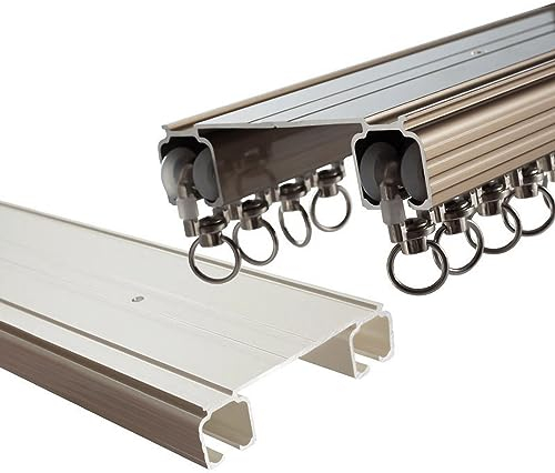 Gardinenstange Deckenmontage, Heavy Duty Aluminiumlegierung Vorhangschiene 2 Läufig, 1m~5m Gardinenschiene Blende, Schiebevorhang Schiene für Büro Wohnzimmer Haus Bad Trennwand ( Farbe : Gold , Größe