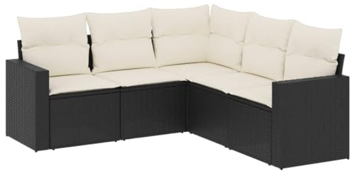 vidaXL Loungegrupp för trädgården med dynor 5 delar svart konstrotting, soffgrupp, trädgårdssoffset, soffgrupp för trädgården, soffgrupper