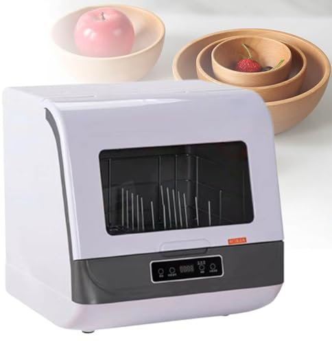 MhWrughts Lavavajillas de sobremesa sin instalación, lavavajillas de encimera de 800 W, 3 programas de Lavado, lavavajillas automático, máquina limpiadora de Platos,Gray