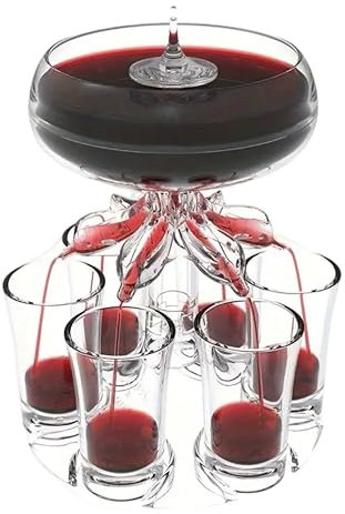 eBoutik - Hallolween Party Shot Glass Dispenser Set with Glasses - Christmas Magnetic Wheel, Clear Acrylic Party Drink Pourer for Xmas Parties for Spirits Cider Whiskey Cocktail