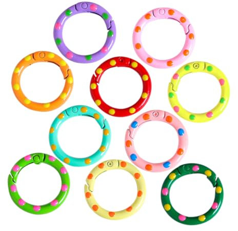 SHINEOFI 10pcs Metal Spring Buckle Ring Keyring Spring Clip for Loose Leaf Binding Sturdy Metal Keyring Versatile Organizer for Office Home School