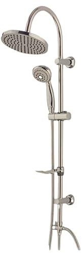 IMPALLI Colonne de douche avec supports coulissants réglables finition chromée montants de douche avec pomme de douche ronde et flexible inclus