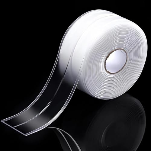 POHOVE 11Ft Bath Sealant Strip,Clear Shower Seal Strip,Caulk Tape, Self Adhesive Caulk Strip for Bathtub Toilet Shower Wall Corner Kitchen