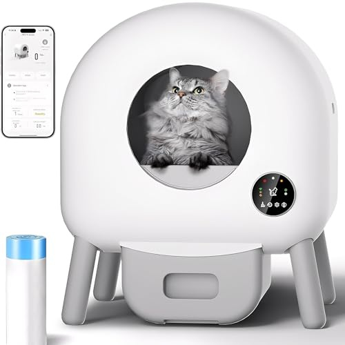 Katzenklo Selbstreinigend，Selbstreinigende Katzentoilette, 76L XXL, Effiziente Geruchsbeseitigung, Intuitive App-Steuerung, Elektrisches Katzenklo für Mehrere Katzen (XXL-1)