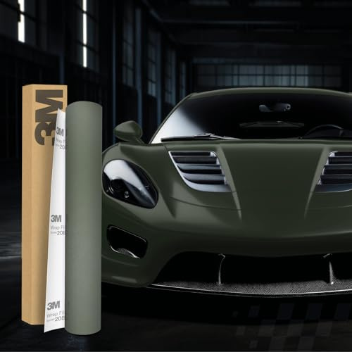3M 2080 Car Wrapping Folie Selbstklebende Autofolie für Auto Motorrad Boot 3D Lackschutzfolie mit Luftkanälen zum Folieren (M26 Matte Military Green, 100 x 152cm)